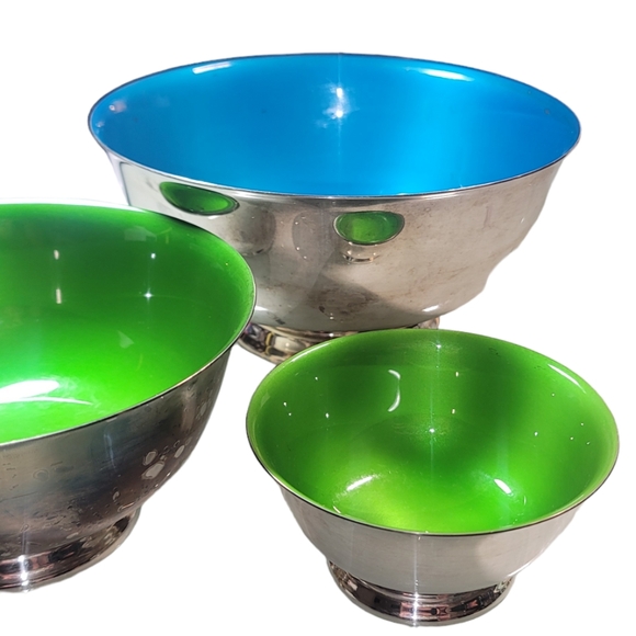 Reed and Barton silver-plated colored bowls 3 - Picture 6 of 8